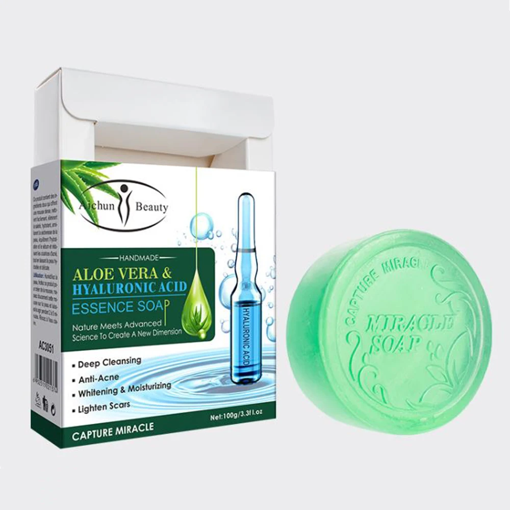 Aichun Aloe face cleansing soap Hyaluronic acid essential oil soap hydrates and moisturizes cleaning hand soap