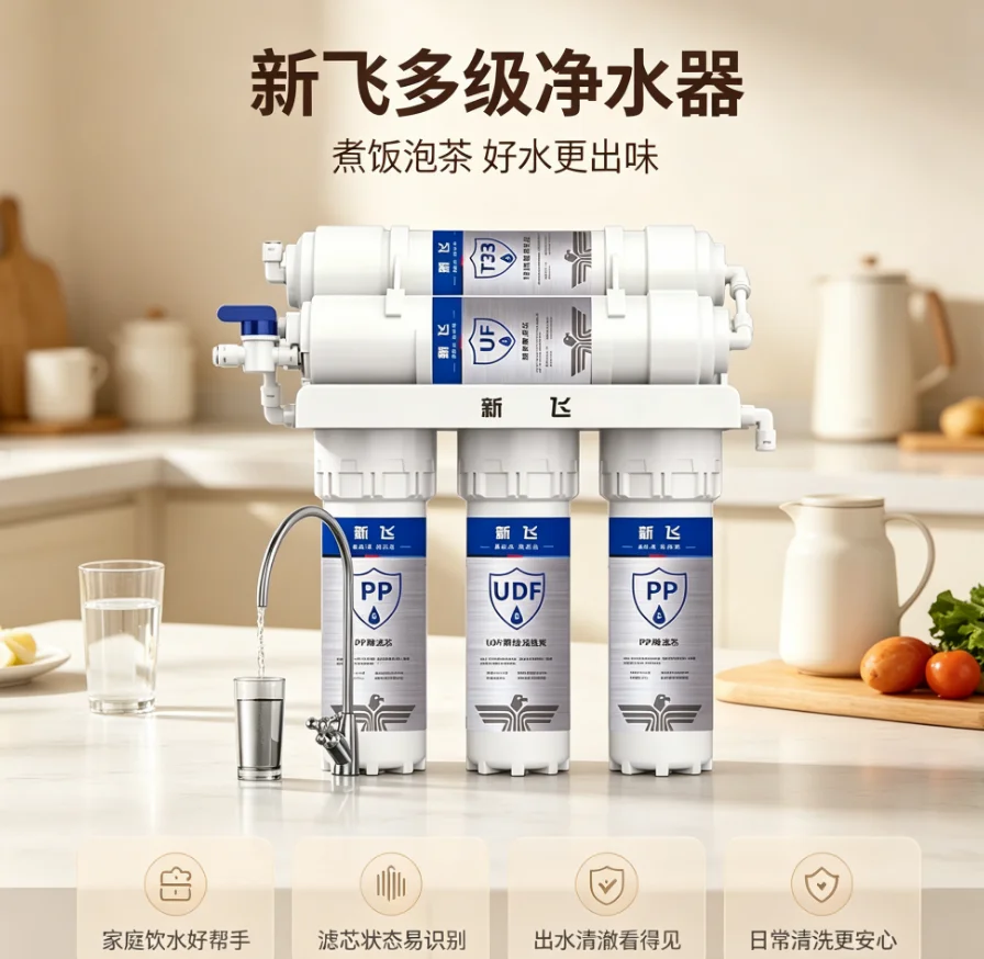 Xinfei Water Purifier 5 Stage Ultra Filtration System for Kitchen Tap Direct Drinking Water Filter LYH