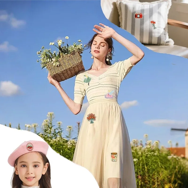 زهرة الجنية التطريز القماش ملصق الملابس الديكور القهوة التصحيح ملصق القش قبعة صغيرة جرة الكمبيوتر التطريز التسمية #3