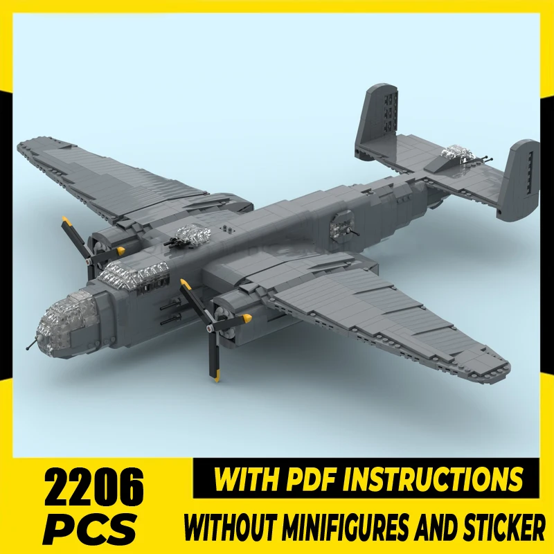 

Military Model Moc Building Blocks B-25 Fighter Model Model Technology Brick DIY Assembly Construction Holiday Set Toys