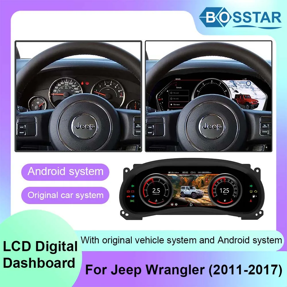 

Цифровой ЖК-дисплей, автомобильный приборный кластерный спидометр для Jeep Wrangler 2011-2017, панель приборной панели для улучшенного вождения