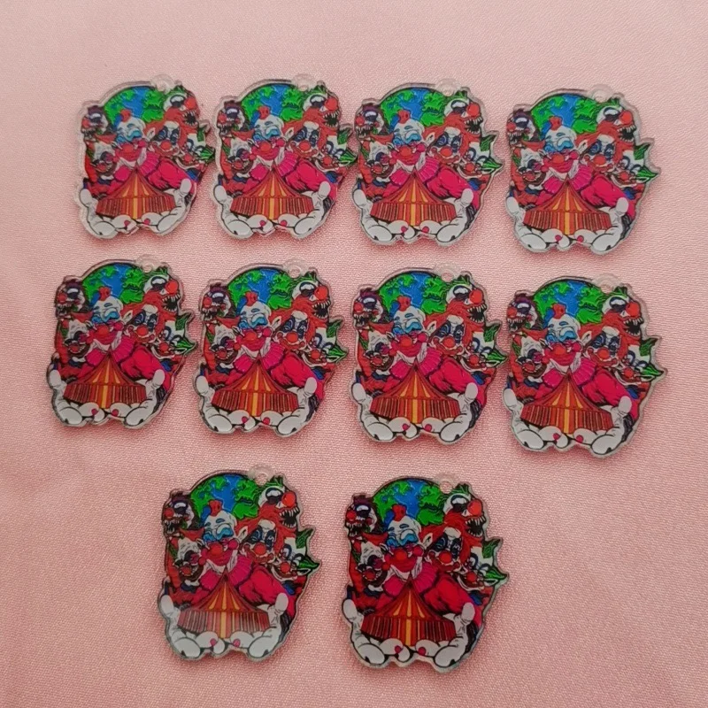 10pcs acrylic cartoon clown pendant, DIY jewelry accessories, jewelry making earrings, necklaces, keychains image 3