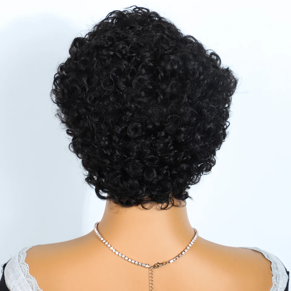Lekker Short Pixie Cut Curly Side Part Lace 100% Human Hair Wigs For Women Glueless Brazilian Remy Hair Wear Go Daily Bob Wigs
