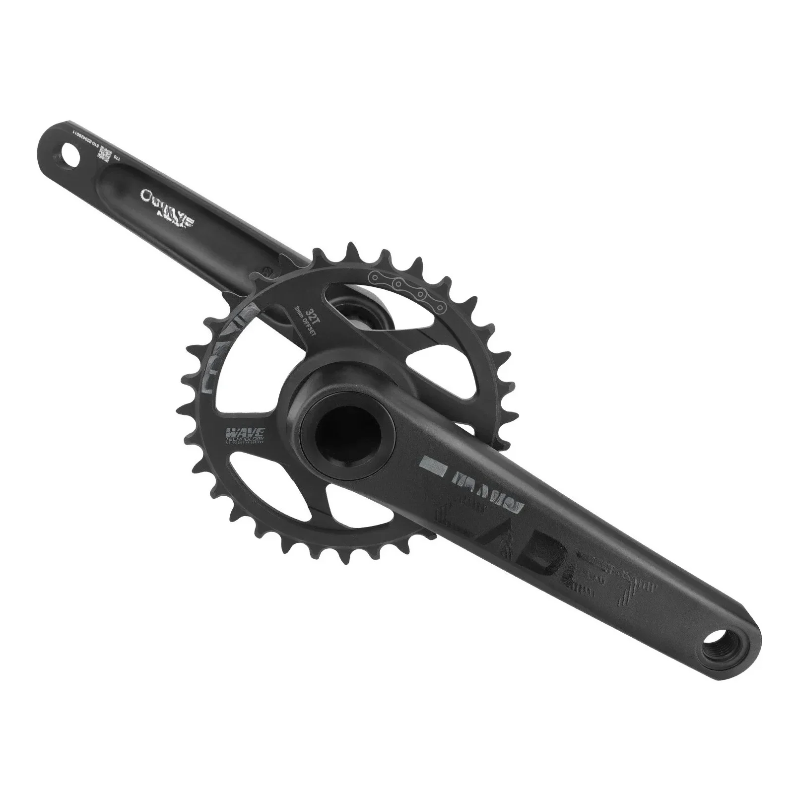 Mountain Bike Hollow Integrated Crank, Positive and Negative Tooth Disc M30 Thread Aluminum Shaft Set Crank
