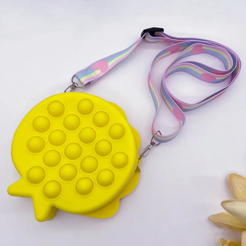 New Bubble Silicone Purse Shell Shaped Gifts Coin Bag Squeeze Toy Shoulder Bag Girls