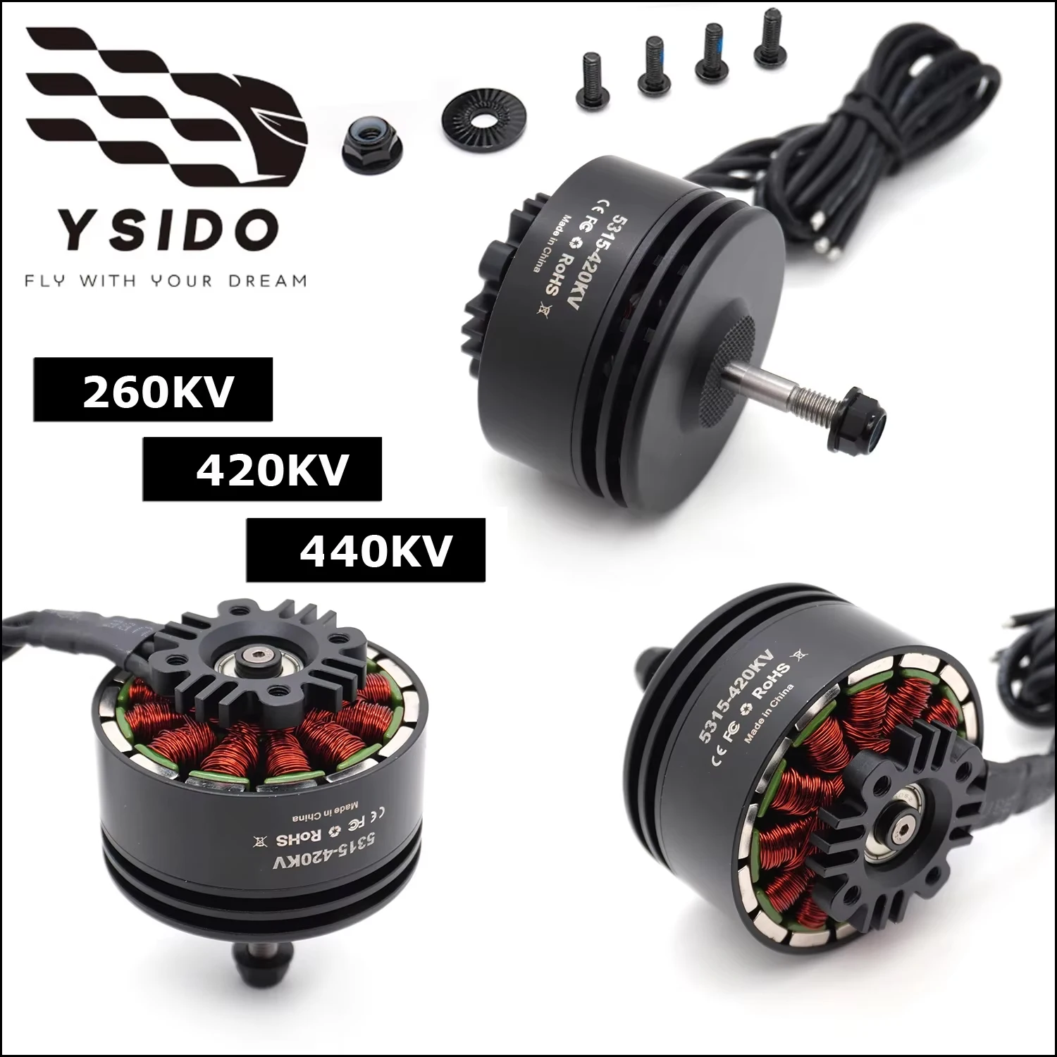 

YSIDO 5315 260/420/440KV 6-8S Brushless Motor FPV Aircraft Motor for 15 inch FPV Long Range Drone​ MultiRotor DIY RC Model Parts