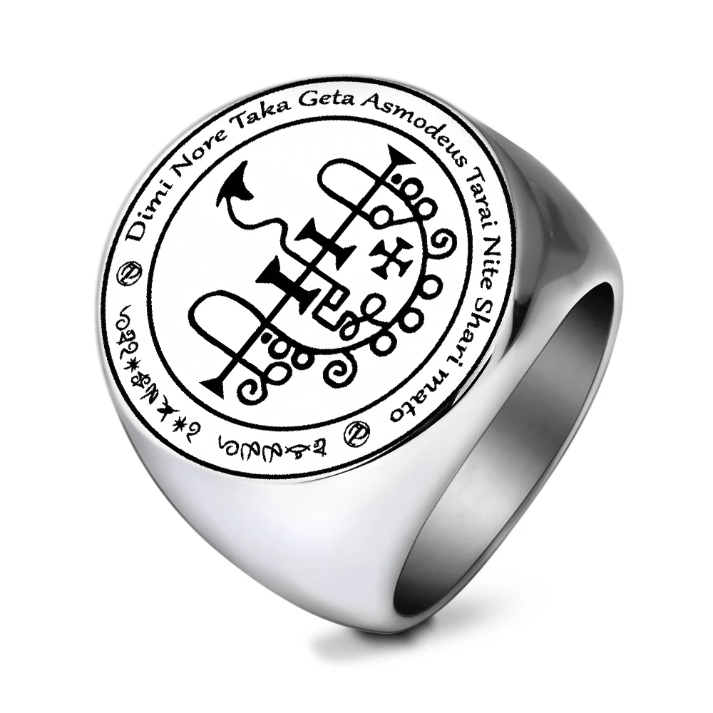 Symbol Gamblers Demon Asmodeus Provides Worldly Pleasures Power Magical Amulet Talismans Laser Cut Stainless Steel Rings