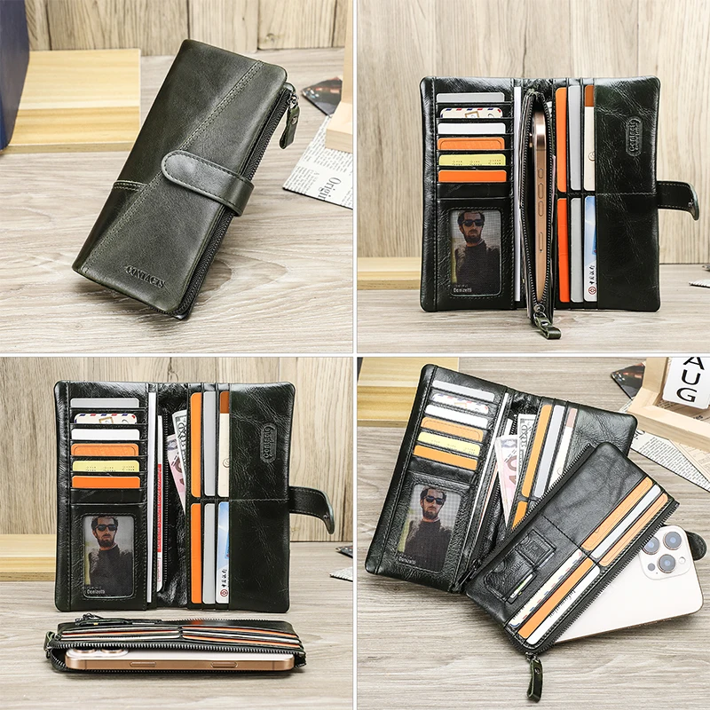 CONTACT\'S Genuine Leather Wallet for Women Long Fashion Women\'s Purses Card Holders Female Bag Zip Coin Purses Women\'s Wallet