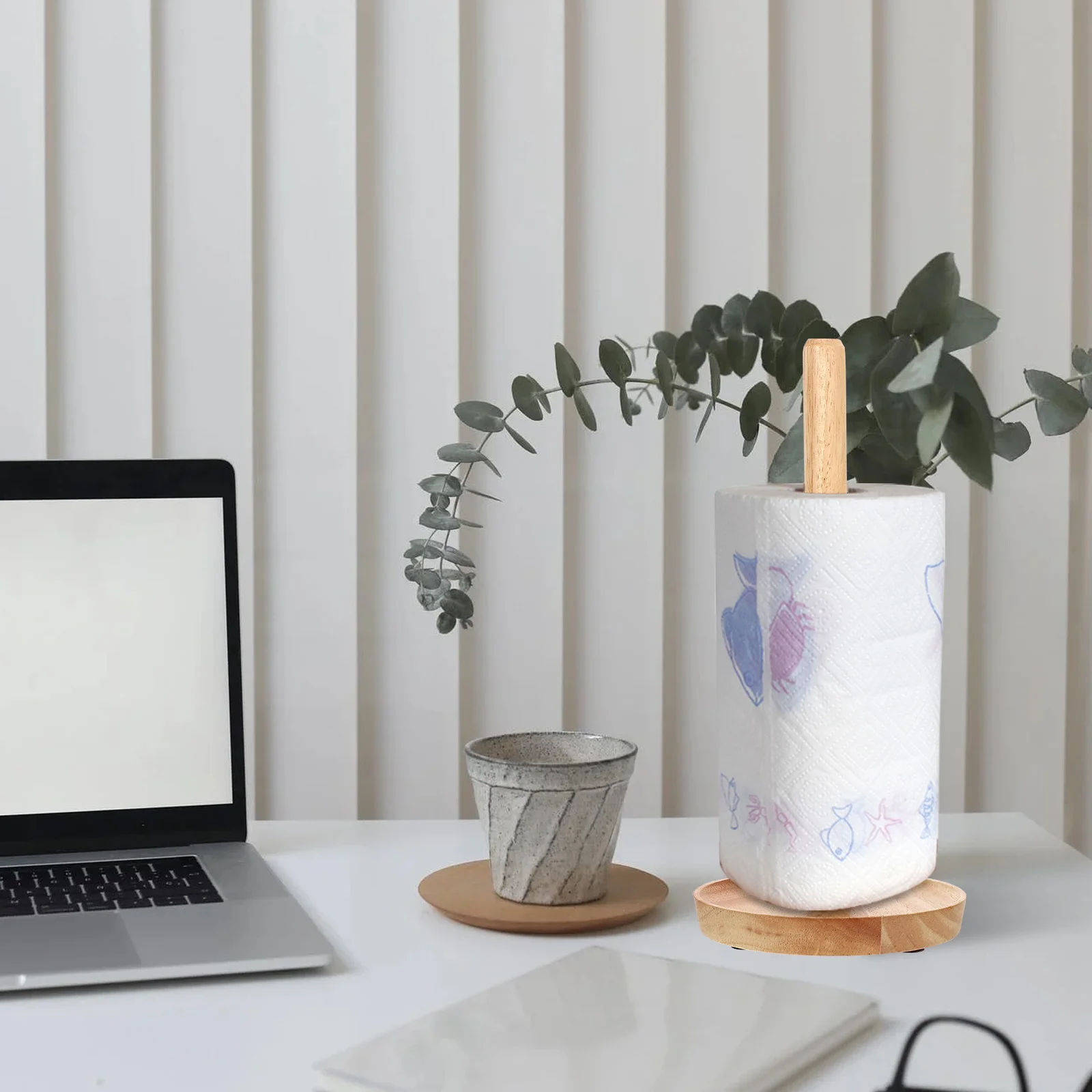 

1Pcs Solid Wood Toilet Paper Holder Compact Size for Rv Bathroom Closet Space-Saving Tissue Holder with Non-Slip Pads Modern