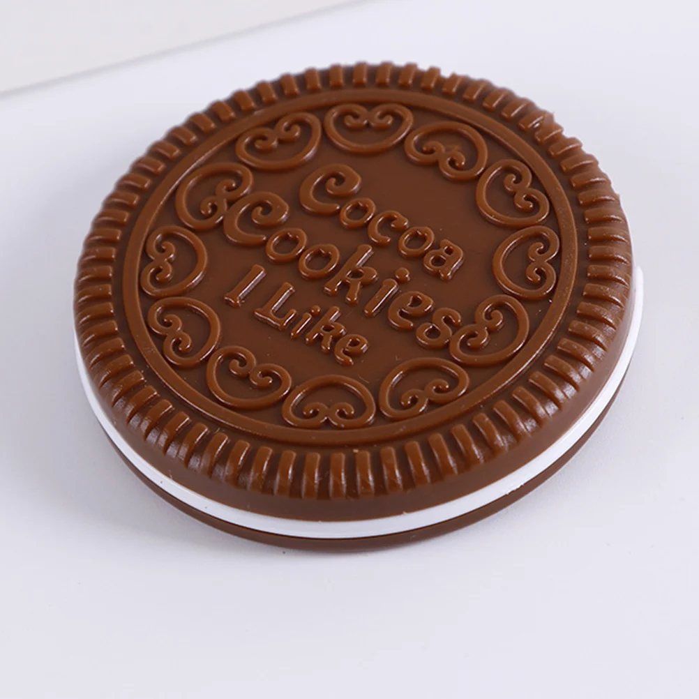 مرآة مكياج بجيب مدمج من كوكيز الشوكولاتة الخفيفة، هدية أنيقة صغيرة محمولة للنساء، مرآة جيب صغيرة #5