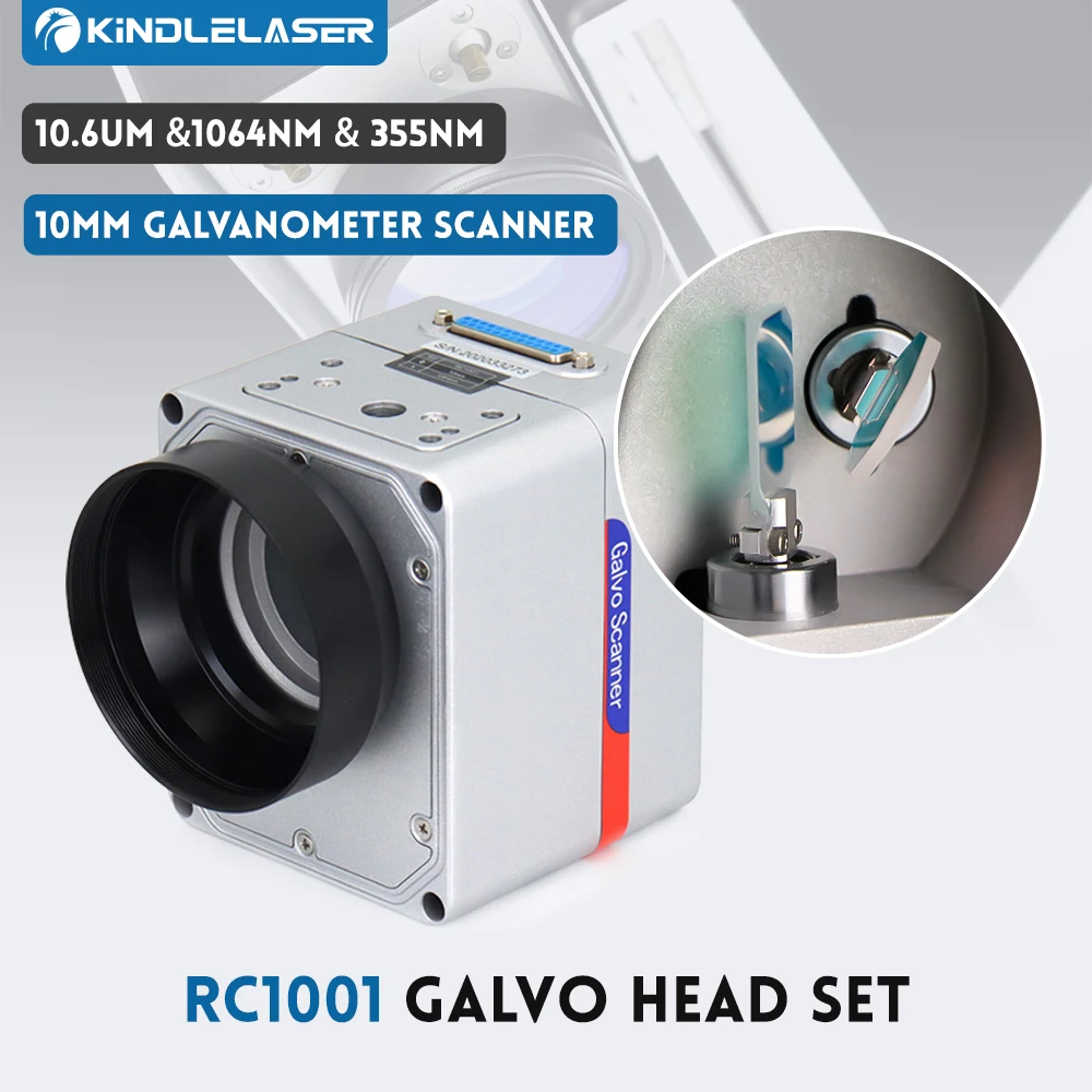 Kindlelaser-fiber Laser Scanning Galvo Head Grupo Scanner Galvanômetro com Fonte de Alimentação 10.6um 1064nm 355nm 10 mm Rc1001