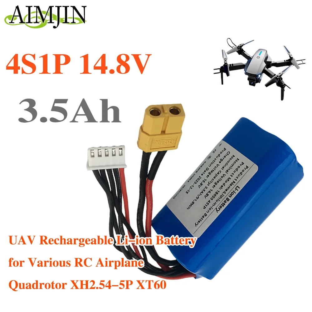 

14.8V UAV Rechargeable 4S1P XH2.54-5P XT60 3500mAh High Capacity Li-ion Battery for RC Airplane Quadrotor