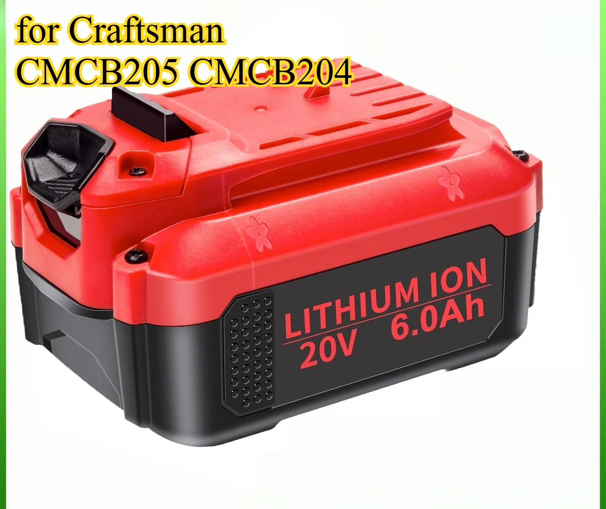

6Ah Replacement Battery for Craftsman V20 CMCB205 CMCB204 20V Lithium-Ion Battery PackCompatible FOR Craftsman Electric Tools