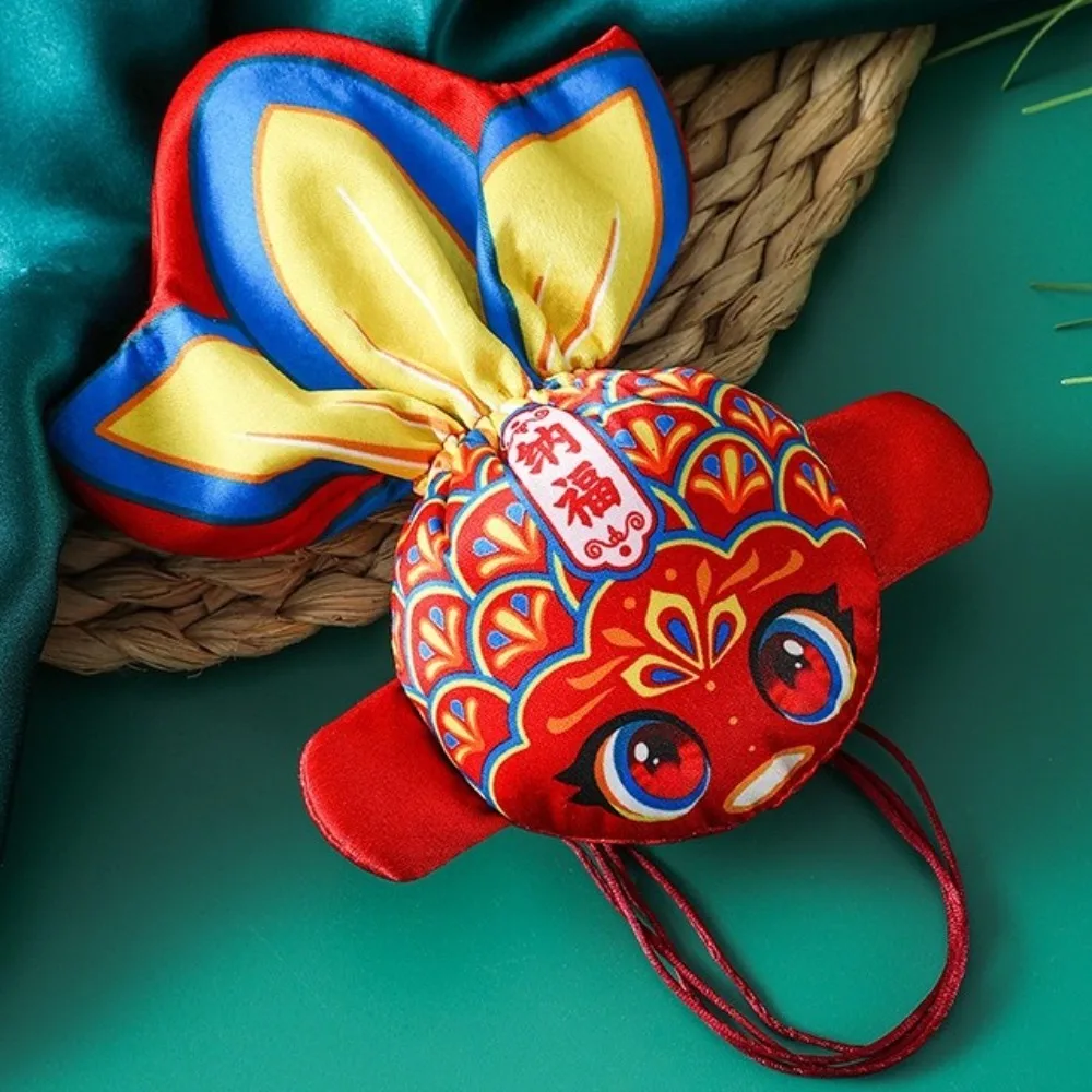 Chinese Style Cartoon Koi Sachet Bag Embroidery Handmade Good Luck Pouch Hanging Ancient Drawstring Bag the Dragon Boat Festival