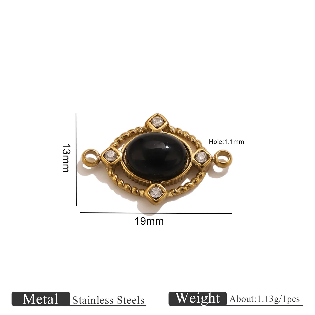 2pcs Stainless Steel Double Hole Oval Charm Women's Natural Stone DIY Necklace Pendant 18K Gold Color Jewelry Making Accessories