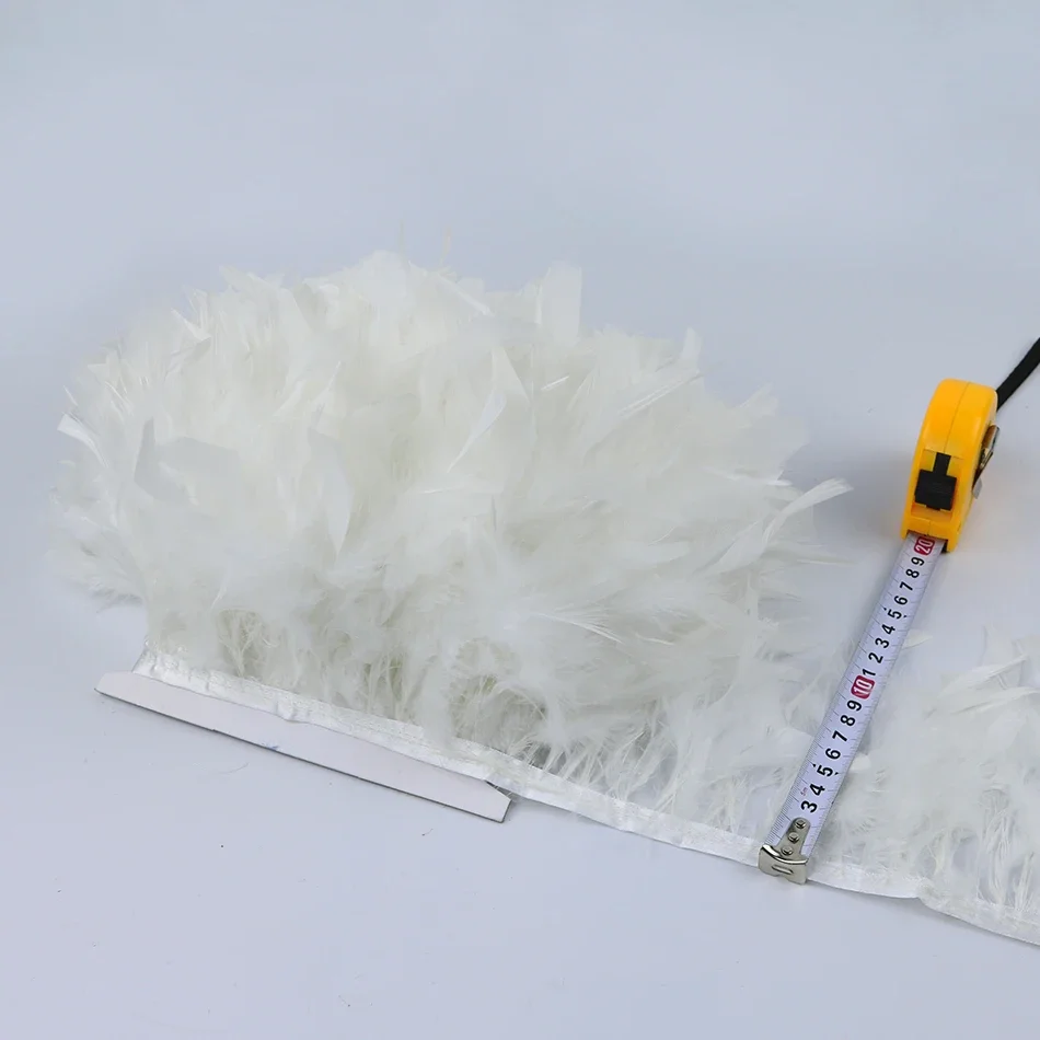 1Meter/Lot White Turkey Marabou Feathers Trim Ribbon 10-15cm Long for Wedding Dress Decoration Sewing Crafts Colored Plumage