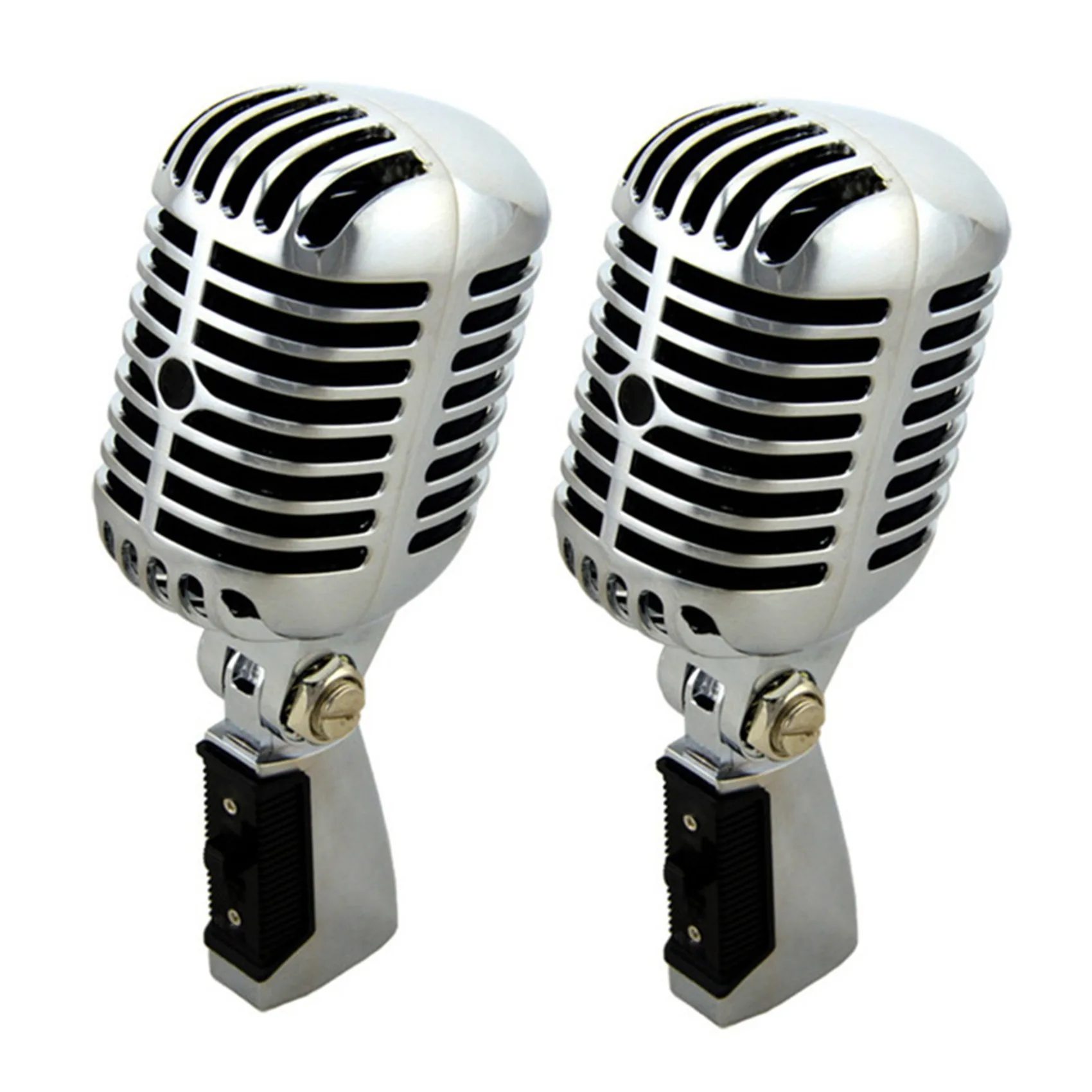 

2X Professional Wired Vintage Classic Microphone Good Quality Dynamic Moving Coil Mike Deluxe Metal Vocal Mic Mike