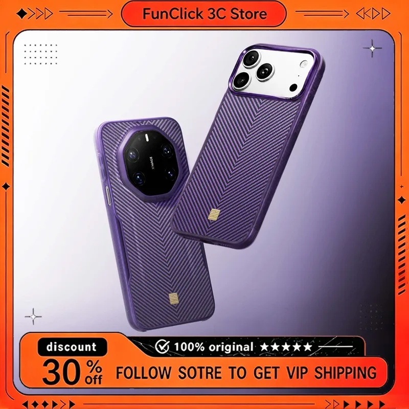BANGK Case for iPhone 18 Pro Max Aramid Fiber Magnetic Ultra Thin Lightweight Kevlar Purple Half Wrap Cover for 17 Pro Max