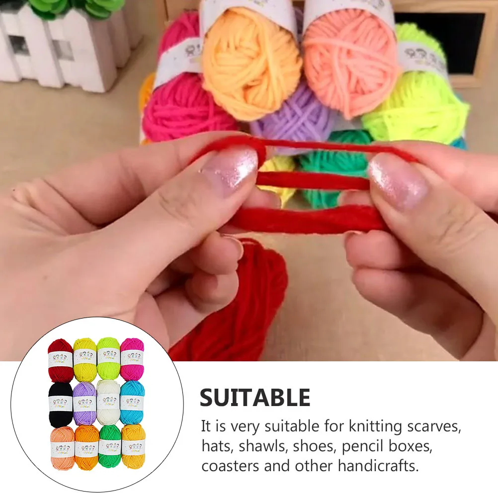 

12pcs Colorful Hand-Knitted Yarn Medium Thick Polyester Wool For Knitting Scarves Hats Shawls Diy Crafts Warm Anti-Pilling