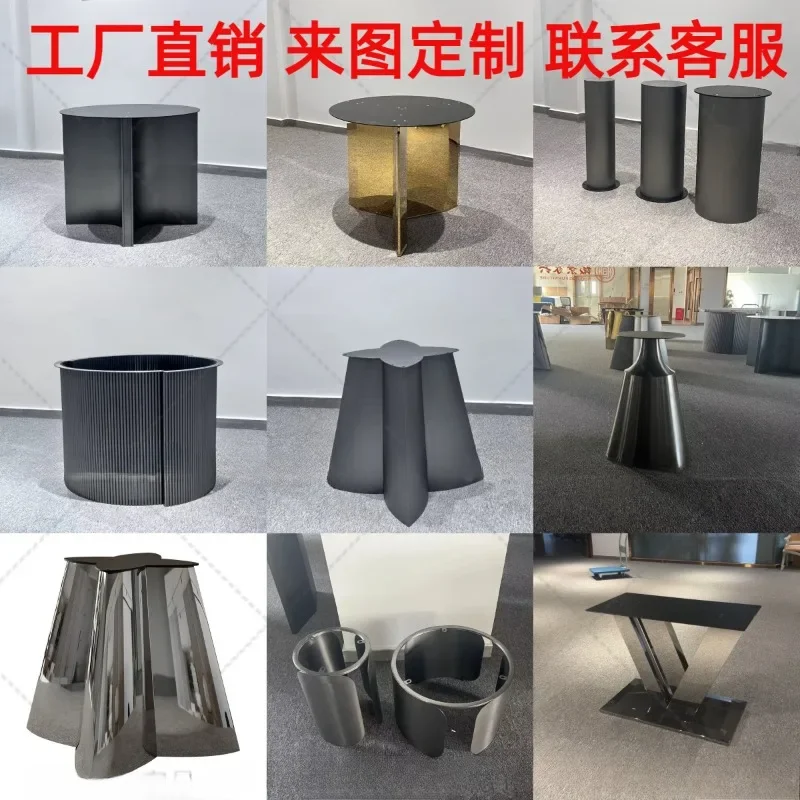 Customized marble round  legs rock slab feet luxury stone  legs stainless steel wrought iron dining table sole