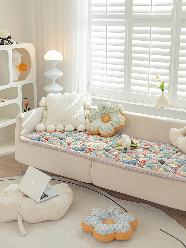 

Thiened Pure Cotton Sofa Cuion Korean Sle Anti-Slip Window Pad Soft Chair Pad Four Seasons Universal Bread Bun ape