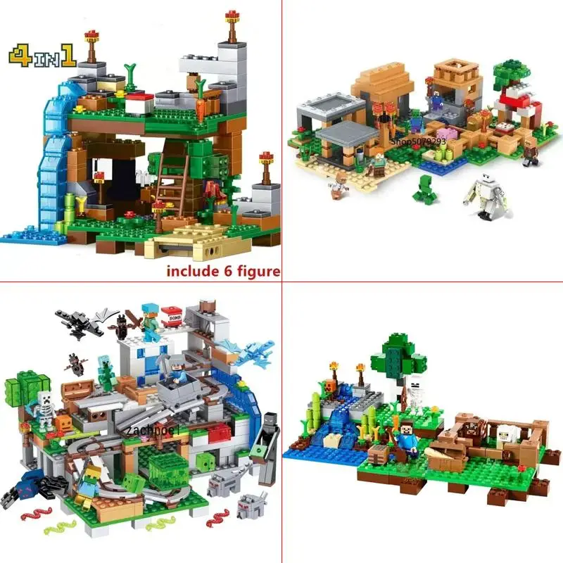 My World-Mini cabane dans les arbres de la ferme pour enfants, blocs de construction d'action Alex Zombie, ensembles de modèles classiques, kits de briques pour enfants, jouets pour garçons