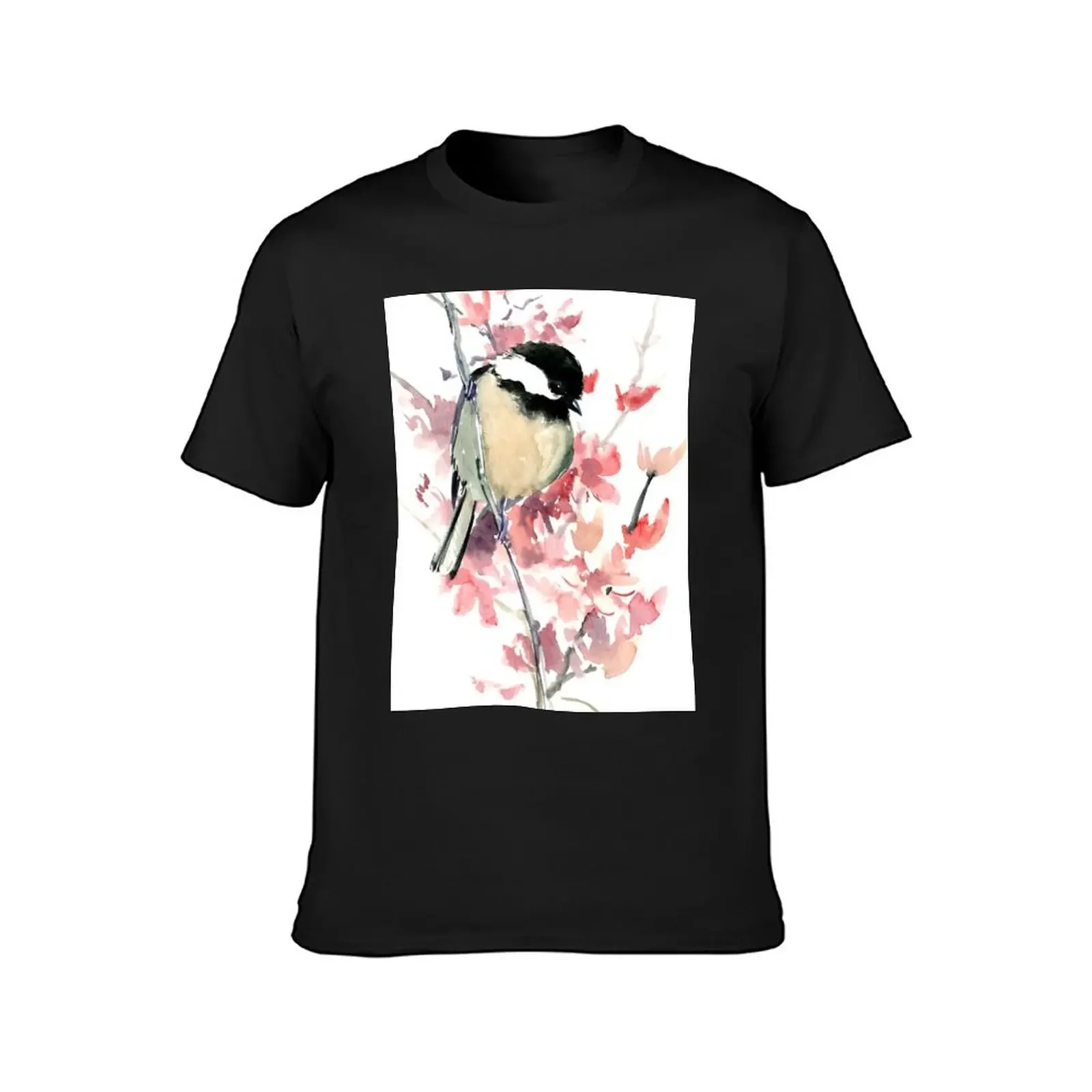 Chickadee and Cherry Blossom T-Shirt cheap stuff anime t shirts basketball graphic tees cotton t shirt men