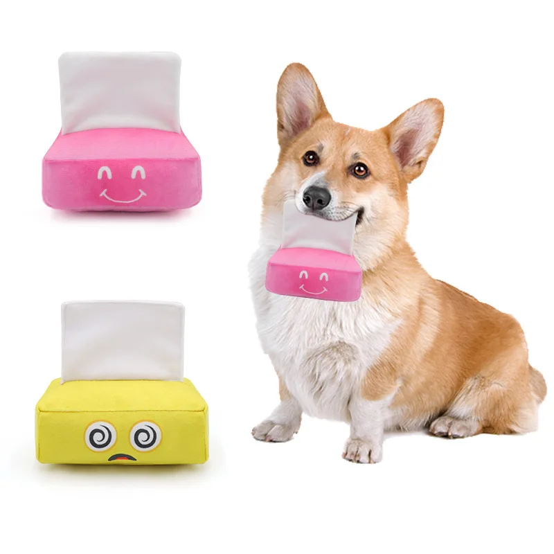 

Pet Supplies New Creative Plush Paper Toy Cute Cartoon Face Towel Modeling Sound Soothing Dog Toy Supplies