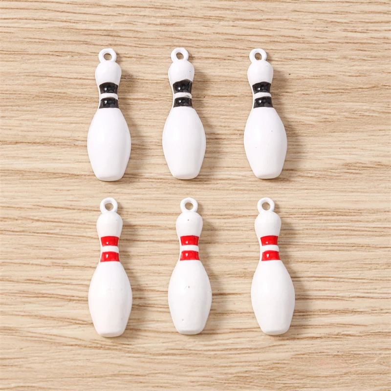 10 Stück 8x25mm lustige Emaille Sport Bowling Charms Anhänger für Schmuckherstellung Halsketten Ohrringe Armbänder DIY Bastelzubehör – Detail 2