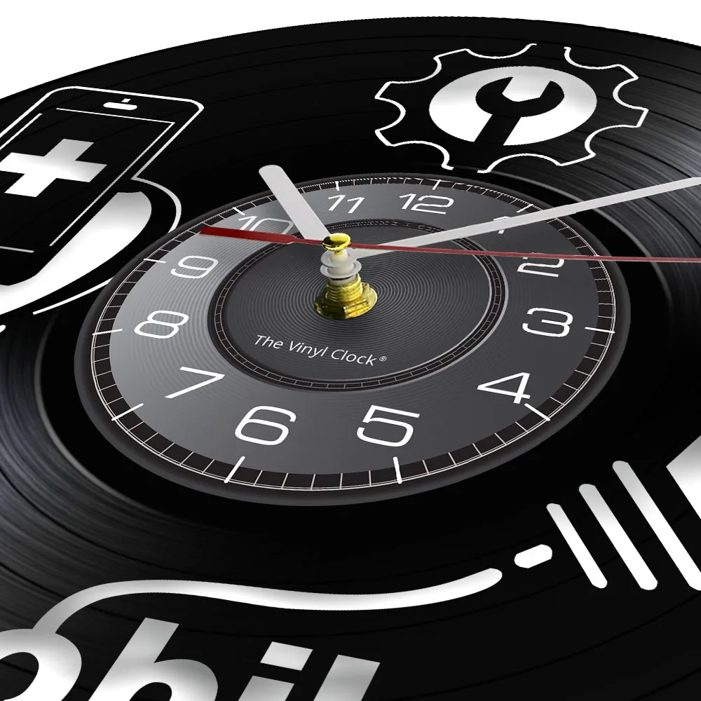 Smart Devices Hospital Fix Sign Mobile Phone Repair Shop Logo Wall Art Wall Clock Mobile Tech Medic Vinyl Record Wall Clock