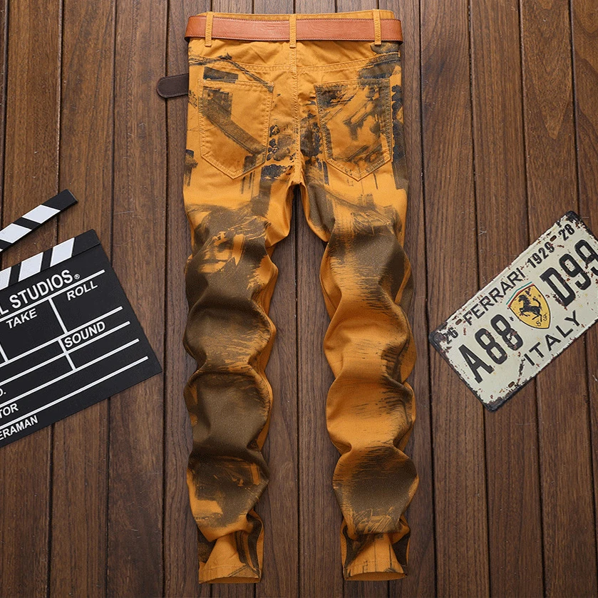 2023 New Men Jeans Y2k Vintage British Style Print Denim Pants Street Designer Casual Business Big Size High Quality Male Jeans