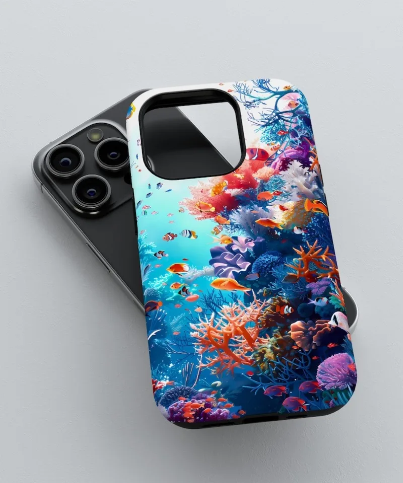 Vibrant Coral Reef Phone Case For IPHONE 16 15PRO MAX 14 13 12 11 Acrylic TPU Two in one magnetic Phone Cases