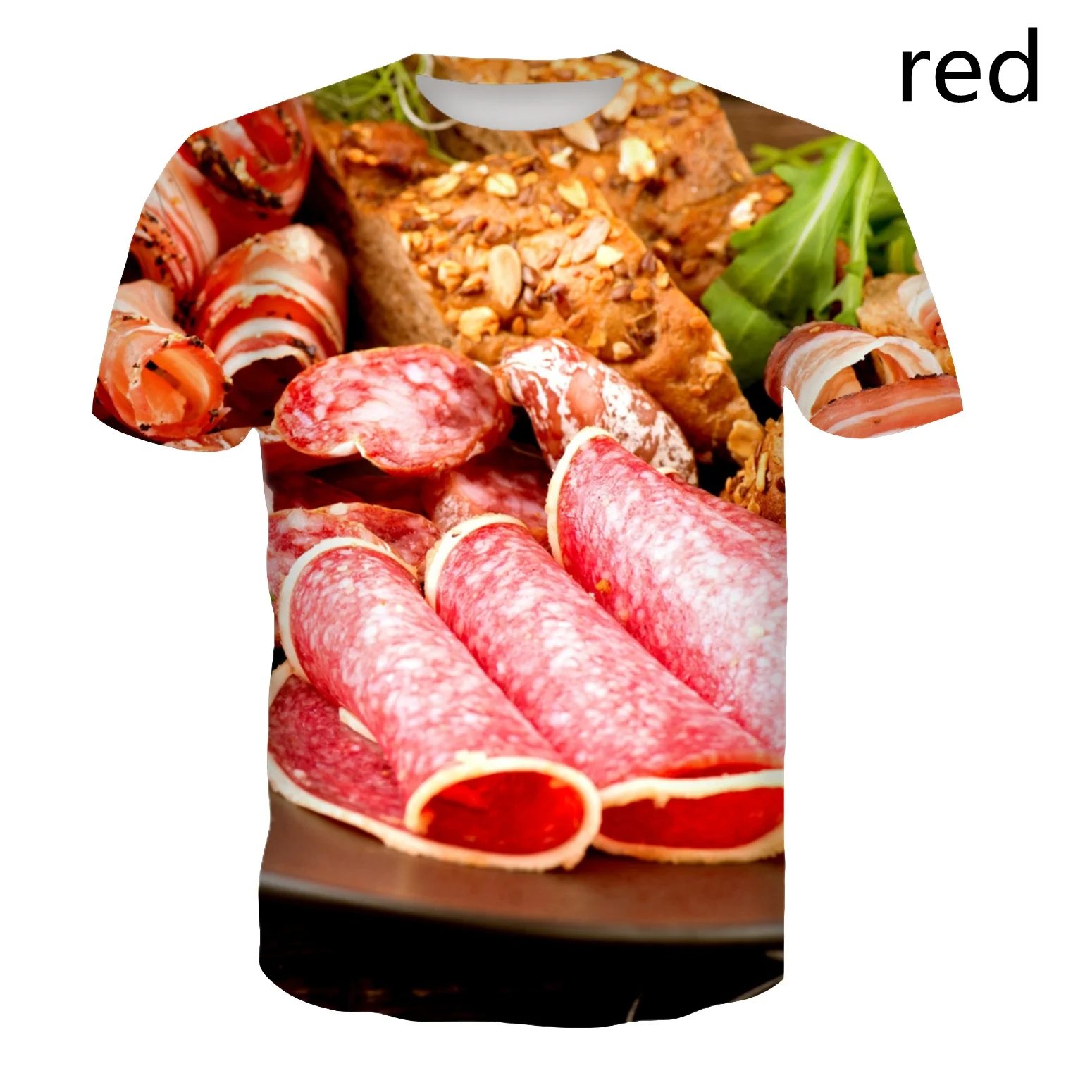 3D printing summer fashionable men's and women's T-shirts, delicious Harajuku food T-shirts, casual couple T-shirts, tops