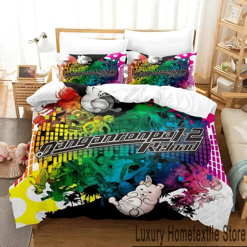 Anime Danganronpa Monokuma Bedding Set Duvet Cover Bed Set Quilt Cover Pillowcase Comforter king Queen Size Boys Adult