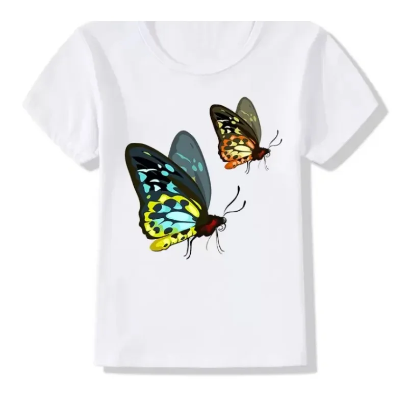 Summer Cute Palm Butterfly T-shirt Boys Girls Children Clothing Kid T-shirts Girl Beauty Graphic Shirts