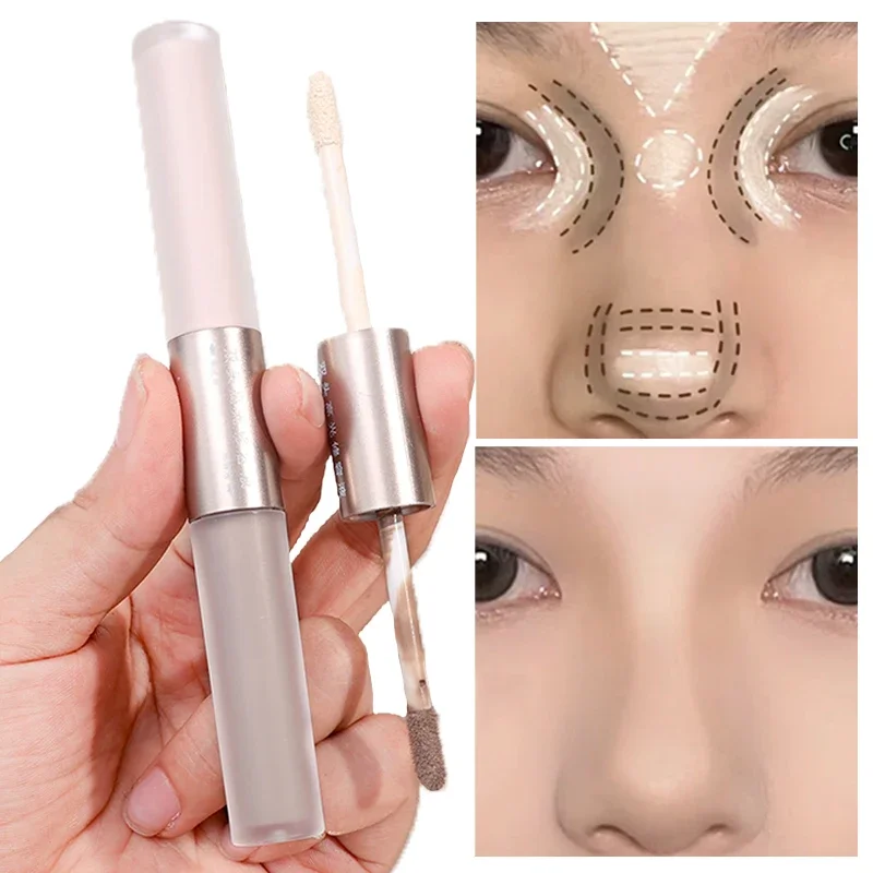 2 in 1 Matte Liquid Highlighting Contouring Sticks Brightens Skin Grey Brown Nose Shadow Contour Pencil 3D Face Makeup Cosmetics