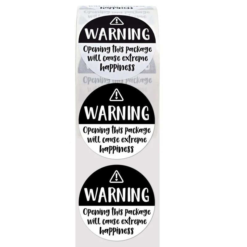 Black and White Adorable Warning Sricker Labels Extreme Happiness Labels for Business Gift Packaging Envelope Stickers 500pcs