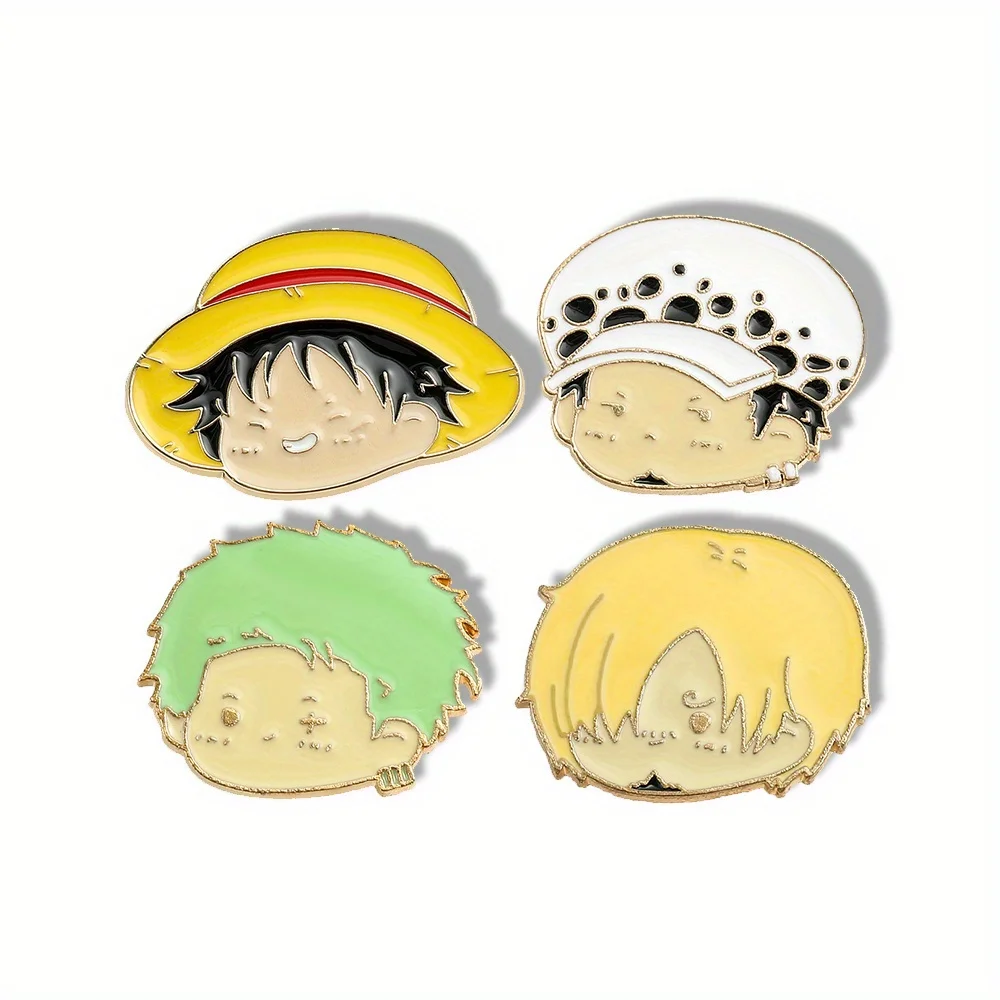 

4 шт., брошь с персонажем аниме, простая эмалированная булавка Roronoa Zoro Sanji, рюкзак, одежда, ювелирные изделия, металлический значок, аксессуары, подарок
