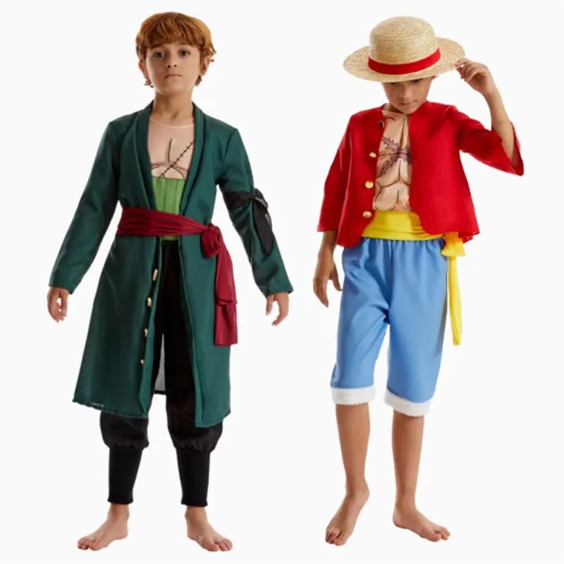 

Halloween Children's Cosplay Costume Anime Pirate King Luffy Sanji Ace Outfit Performance Clothes Parent-Child Matching