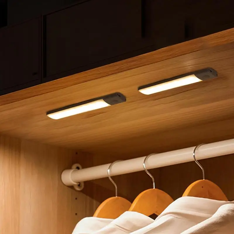 Luz LED nocturna para debajo del armario, lámpara de pared con Sensor de movimiento recargable por USB, iluminación para cocina y dormitorio