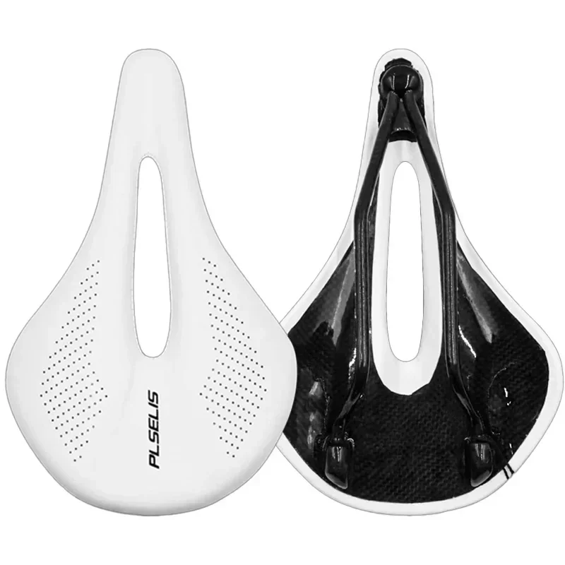 Carbon Bike Seat Ultra Comfortable Bicycle Saddle Hollow Breathable Road Mountain Bike Seat Cushion 245*143/155mm White Black