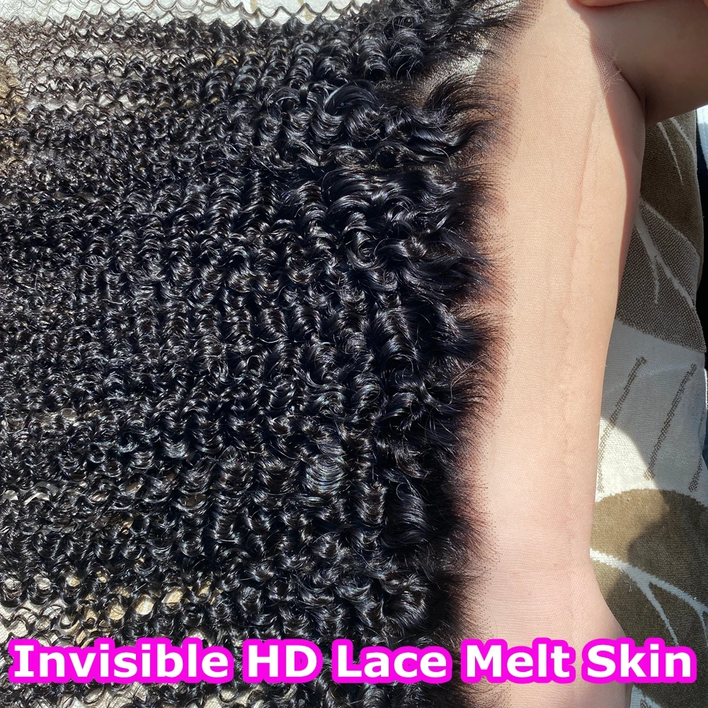 

Kinky Curly 13x6 Invisible HD Lace Frontal Melt Skins HD Lace Closure 13x4 Полный фронтальный только вьющиеся волосы Девственные волосы для женщин