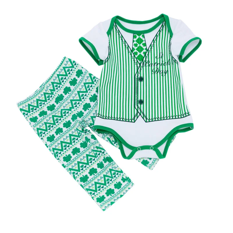 

Baby Boys' Set Green Baby Bodysuit+Pant 2pcs Sets 0-24M Boys St Patrick's Day Festival Kids Suits