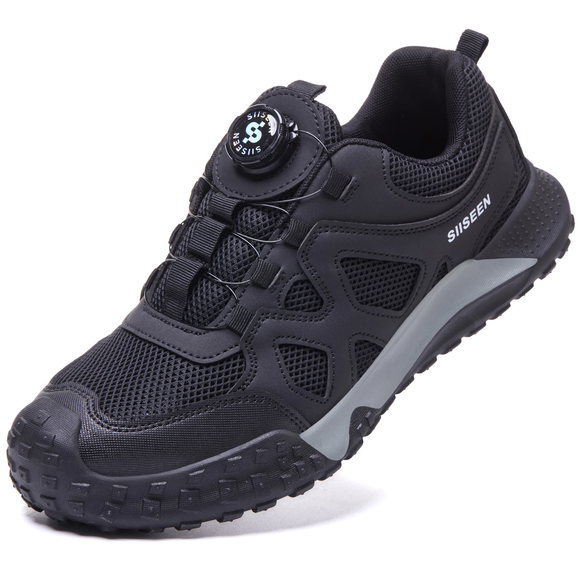Men's Steel Toe Safety Shoes Anti-Smash Puncture-Proof Kevlar Midsole Wear-Resistant Rubber Sole Outdoor Construction Footwear