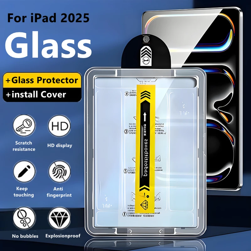 

Dust Free Easy Installation Tempered Glass For iPad Air 13 11 10 12.9 M4 M3 A16 Pro Mini 7 6 5 Screen Protector Film Accessories