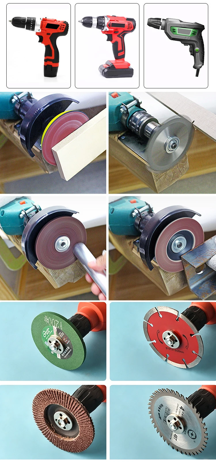 Universeller Winkelschleifer-Bohradapter – 4-Backen-Futter, Multifunktions-Umwandlungskopf, Elektrowerkzeug-Zubehör zum Schneiden und Schleifen – Detail 9