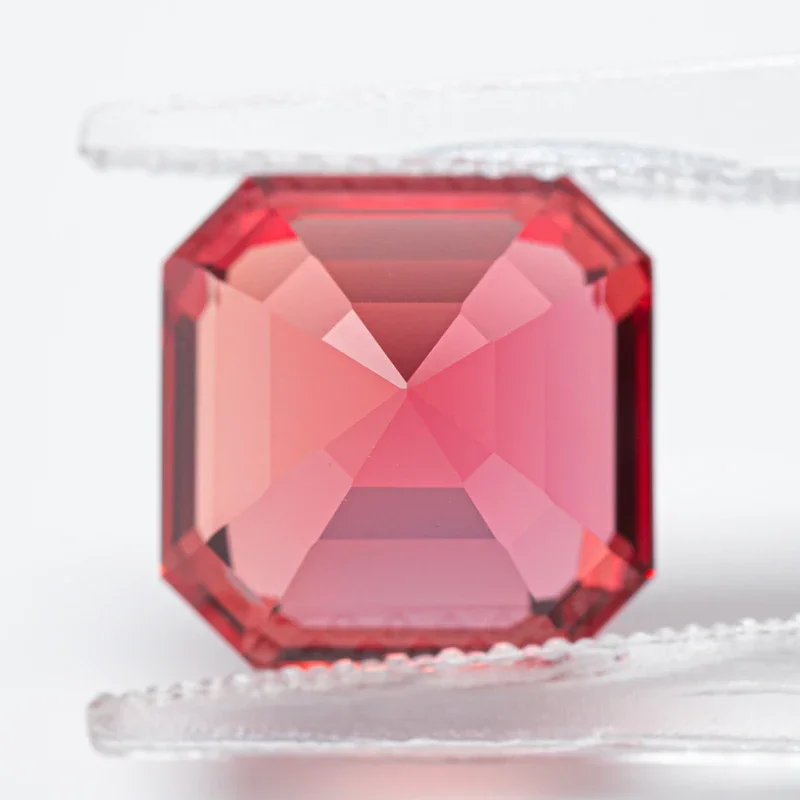 Top Lab Grown Sapphire Sunset Red Color Square Asscher Cut VVS1 Charms DIY Jewelry Making Material Selectable AGL Certificate