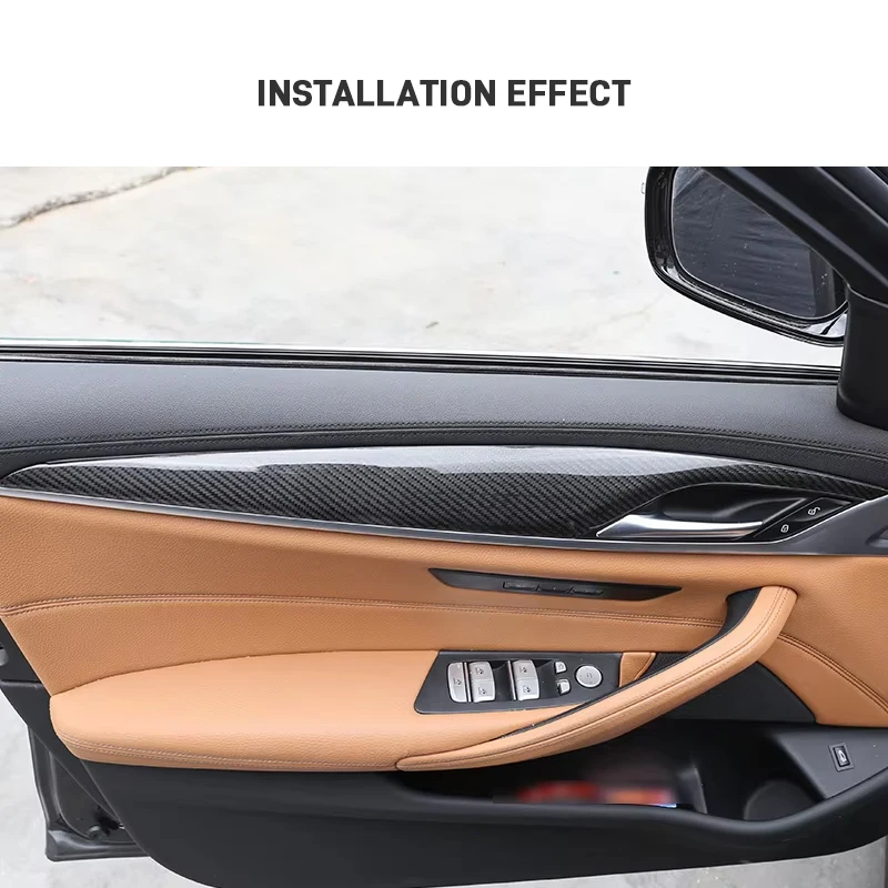 For BMW 5 6 Series G30 G32 G38 F90 M5 6GT Real Dry Carbon Fiber Car Inner Door Panel Trim Cover Decorative Sticker Accessories