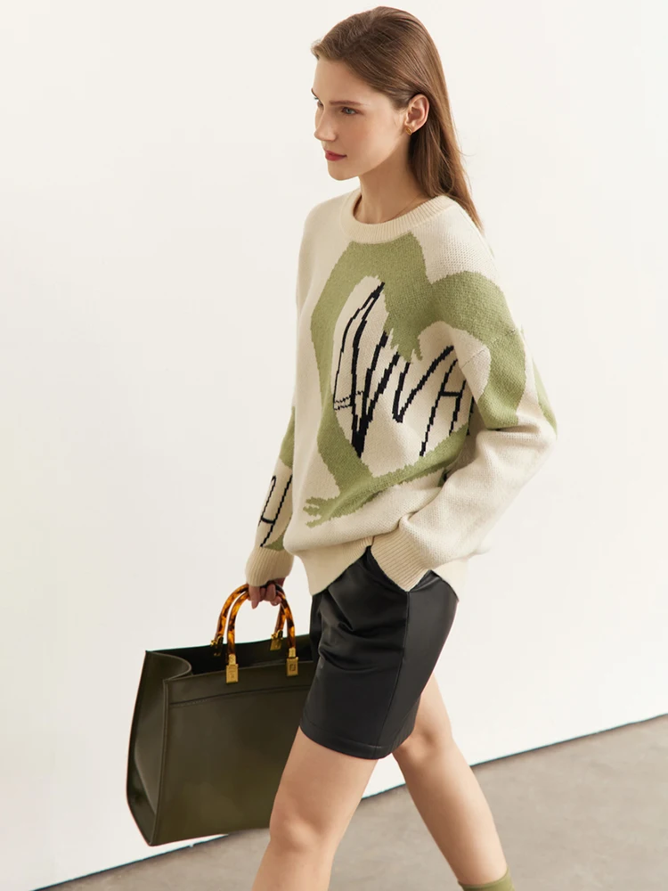 AMII Minimalism Women Sweaters 2022 New Autumn O-Neck Heart-shaped Knitted Tops Elegant Pullover Winter Female Sweater 12270296