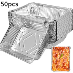 50Pcs Aluminum Foil Trays 1100ml Non-Stick Aluminum Foil Baking Pans Reusable Food Grade Aluminum Foil Containers Aluminum Foil